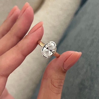 1.0-3.0 CT Oval cut Lab Grown Diamond bezel Engagement Ring