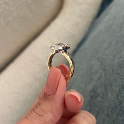 1.0-3.0 CT Emerald cut Lab Grown Diamond bezel Engagement Ring