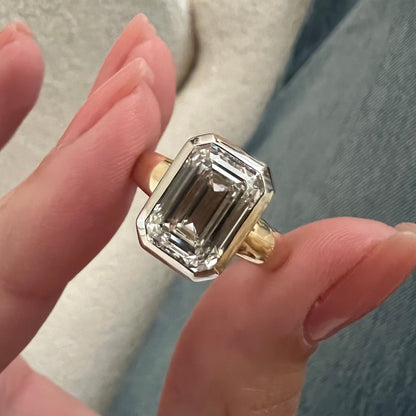 1.0-3.0 CT Emerald cut Lab Grown Diamond bezel Engagement Ring