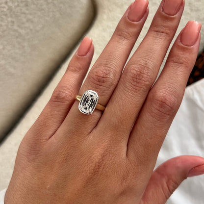 1.0-3.0 CT Criss Cut Elongated Cushion Lab Grown Diamond cathedral Engagement Ring