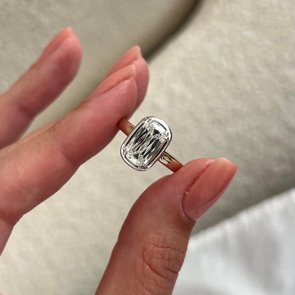 1.0-3.0 CT Criss Cut Elongated Cushion Lab Grown Diamond cathedral Engagement Ring