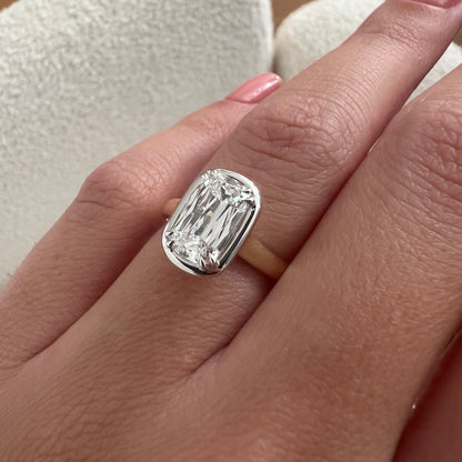 1.0-3.0 CT Criss Cut Elongated Cushion Lab Grown Diamond cathedral Engagement Ring