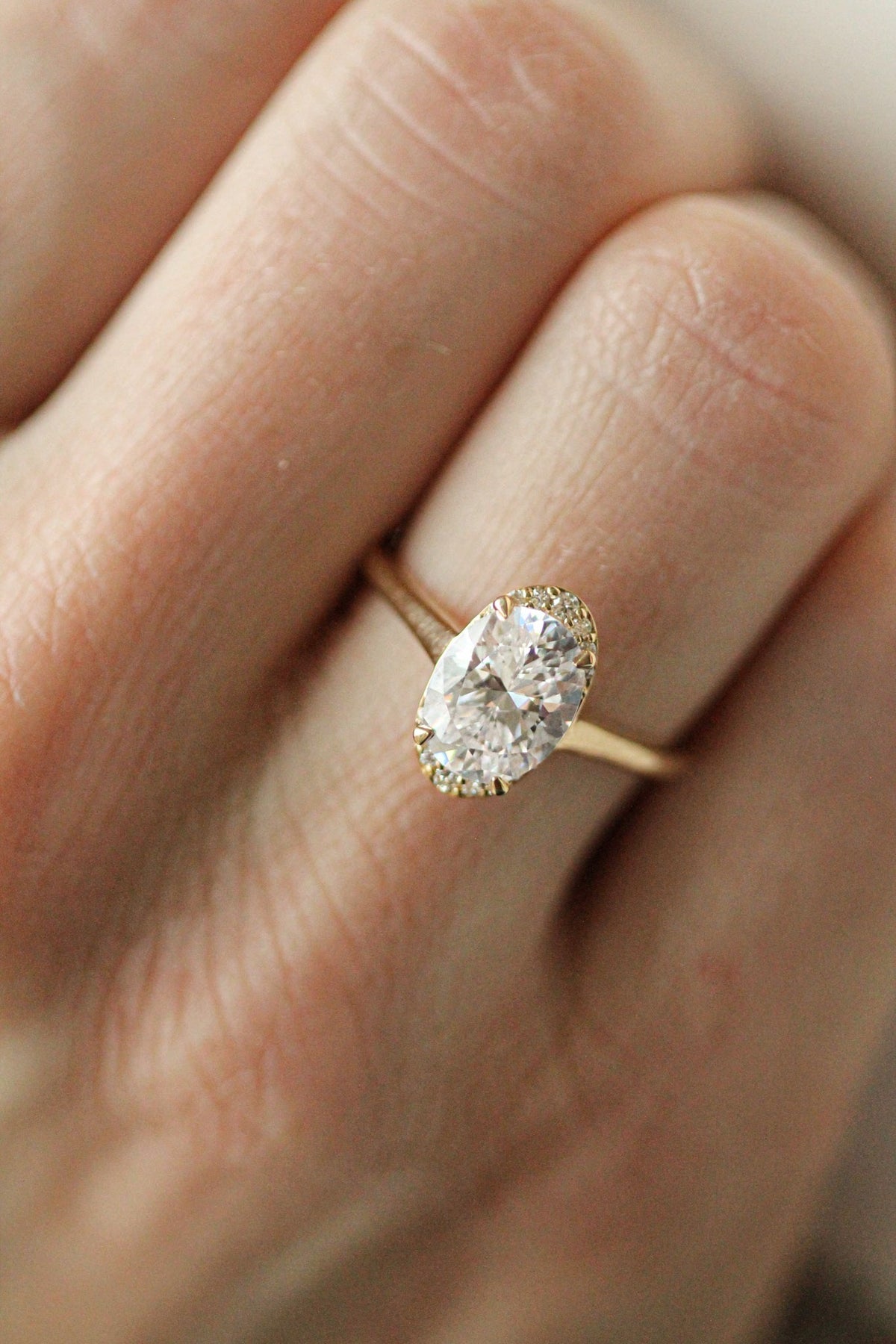 1.80 CT Oval Cut Hidden Halo Style Moissanite Engagement Ring