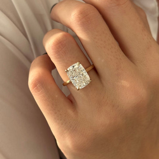 4.0-6.0 CT Elongated Cushion Lab Grown Diamond Solitaire Engagement Ring