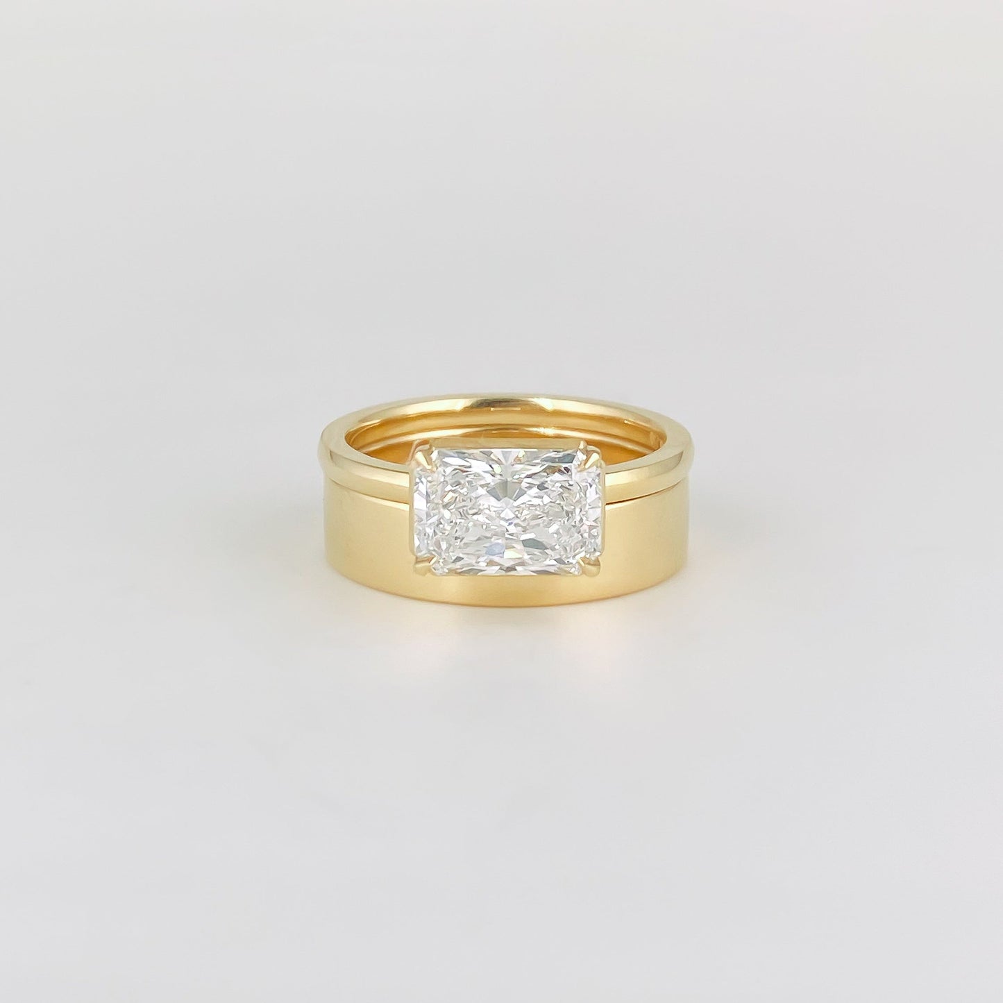 Plain Wide Flat Contour Wedding Band