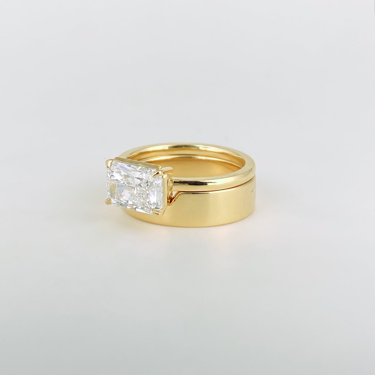 Plain Wide Flat Contour Wedding Band