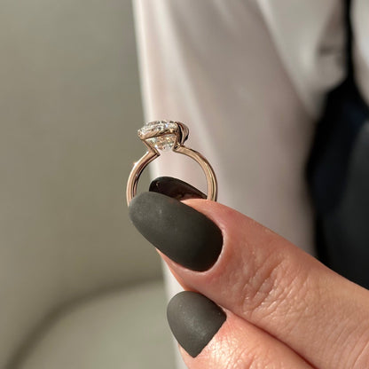 3.0-5.0 CT Elongated Cushion Lab Grown Diamond half bezel Engagement Ring