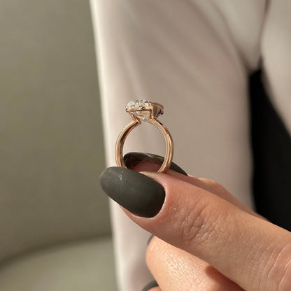3.0-5.0 CT Elongated Cushion Lab Grown Diamond half bezel Engagement Ring