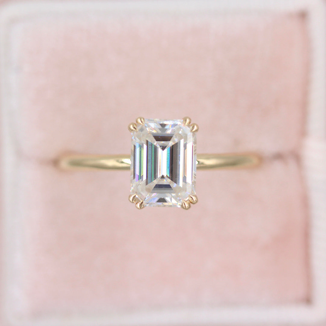 1.55 CT Emerald Shaped Moissanite Solitaire Engagement Ring - crownmoissanite