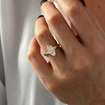 1.0-3.0 CT Marquise cut Lab Grown Diamond Solitaire Engagement Ring