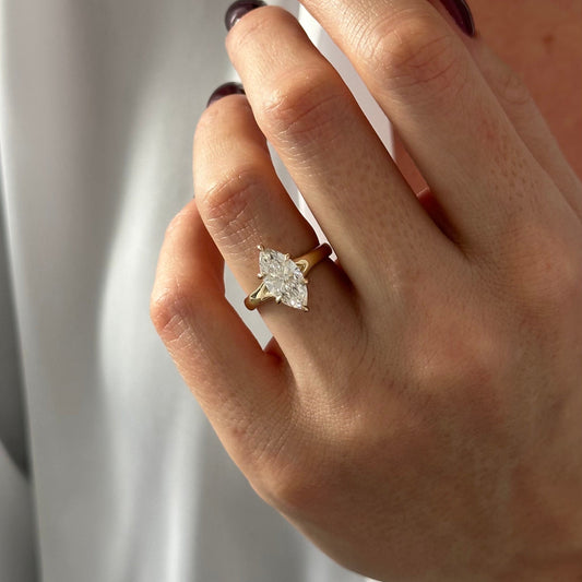 1.0-3.0 CT Marquise cut Lab Grown Diamond Solitaire Engagement Ring