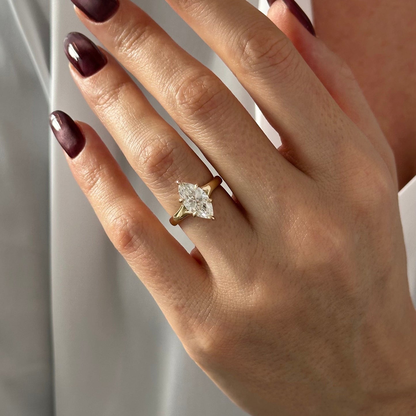 1.0-3.0 CT Marquise cut Lab Grown Diamond Solitaire Engagement Ring