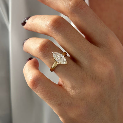 1.0-3.0 CT Marquise cut Lab Grown Diamond Solitaire Engagement Ring