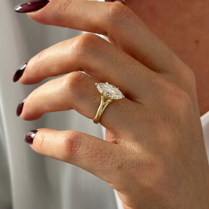 1.0-3.0 CT Marquise cut Lab Grown Diamond Solitaire Engagement Ring