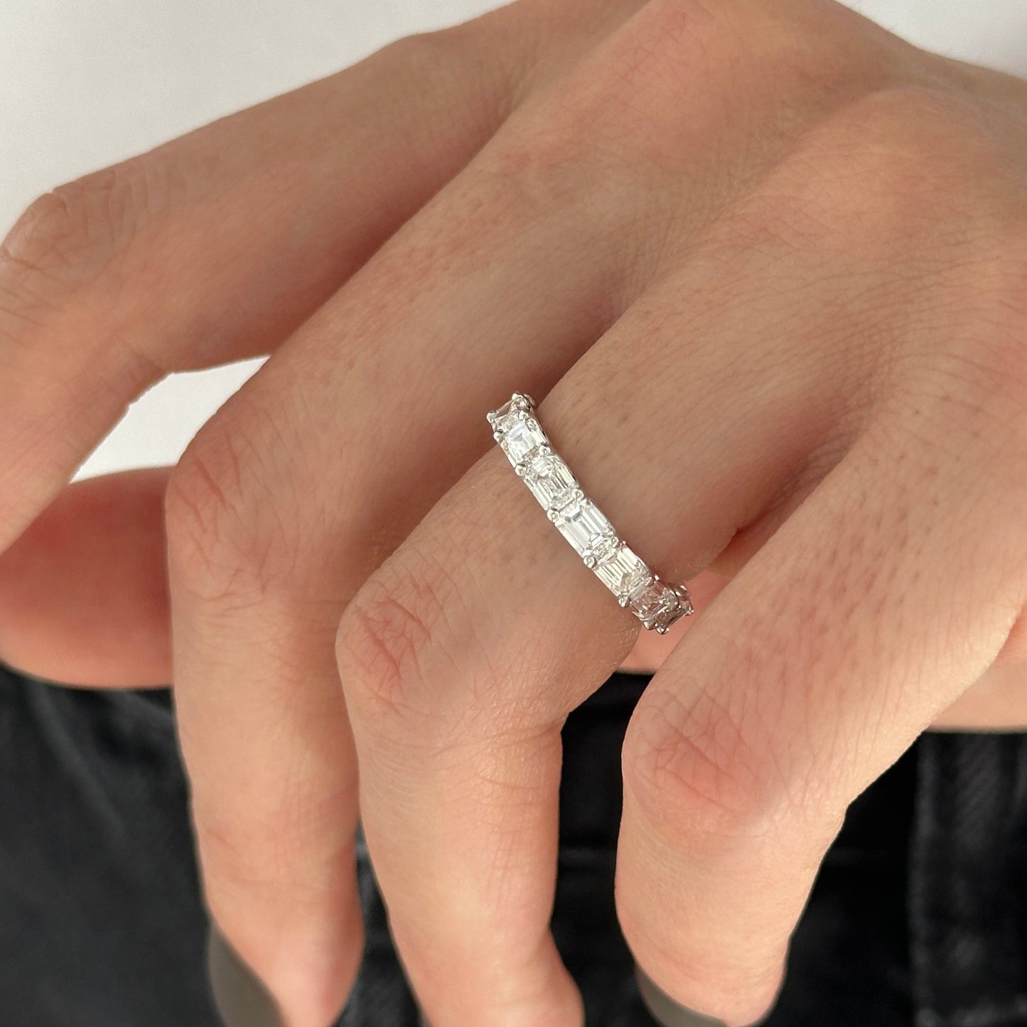 3.50 TCW Emerald Full Eternity Lab Grown Diamond Wedding Band