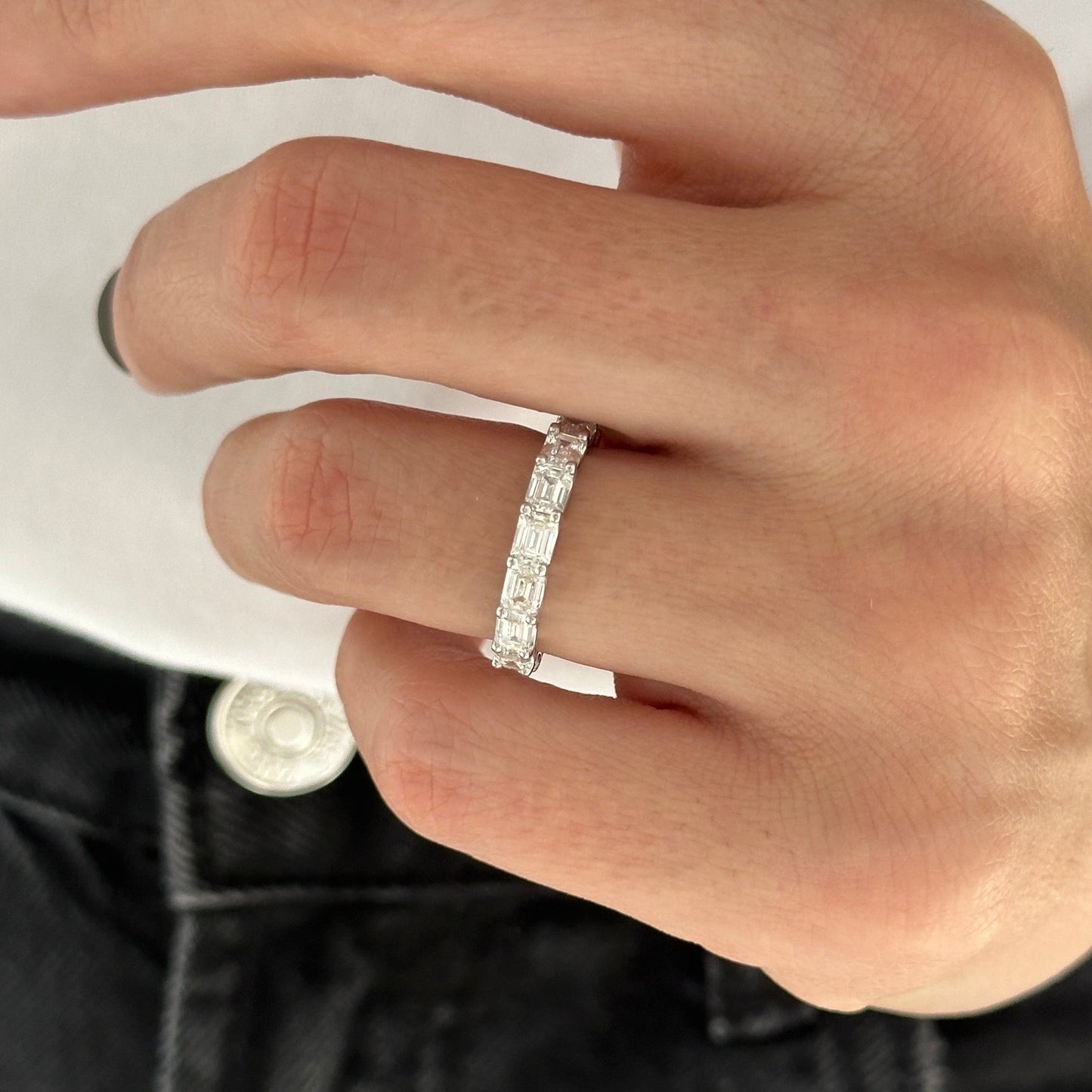3.50 TCW Emerald Full Eternity Lab Grown Diamond Wedding Band