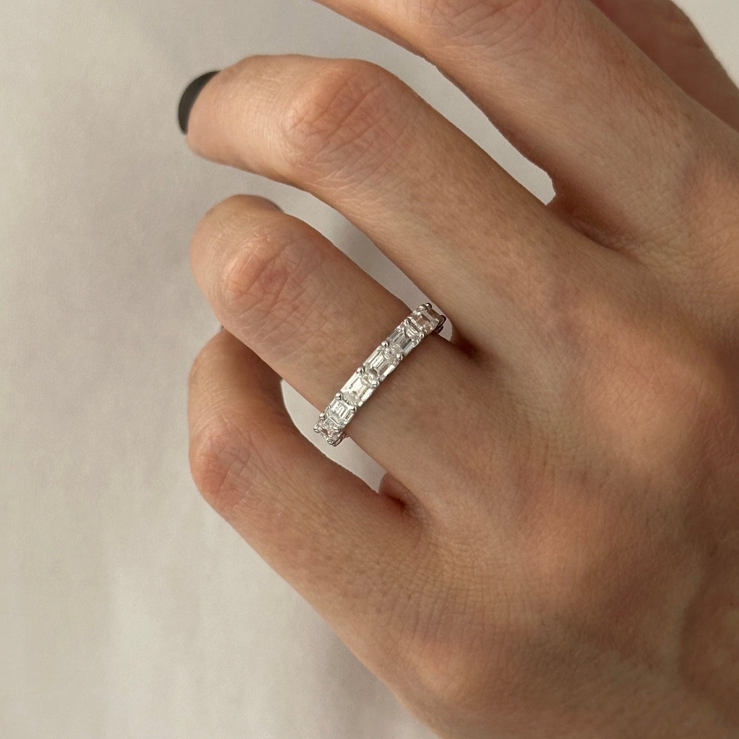 3.50 TCW Emerald Full Eternity Lab Grown Diamond Wedding Band