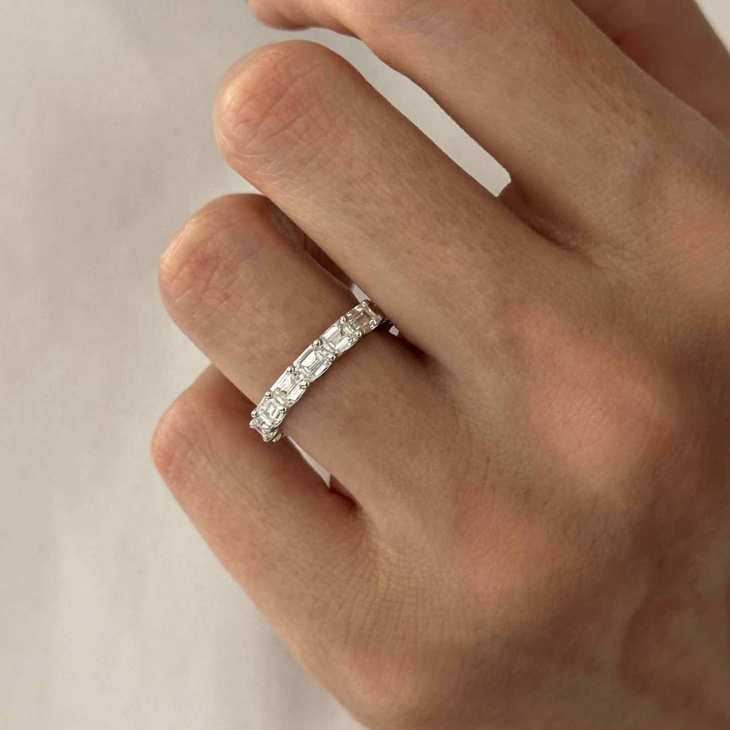 3.50 TCW Emerald Full Eternity Lab Grown Diamond Wedding Band