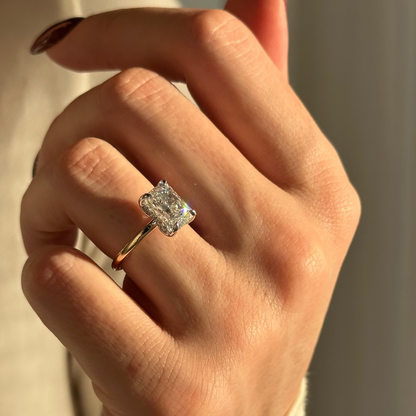1.0-3.0 CT Radiant Cut Lab Grown Diamond Hidden Halo Engagement Ring
