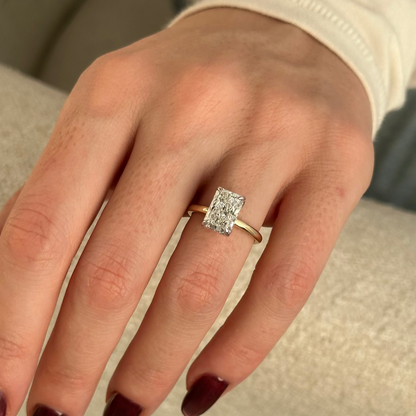 1.0-3.0 CT Radiant Cut Lab Grown Diamond Hidden Halo Engagement Ring