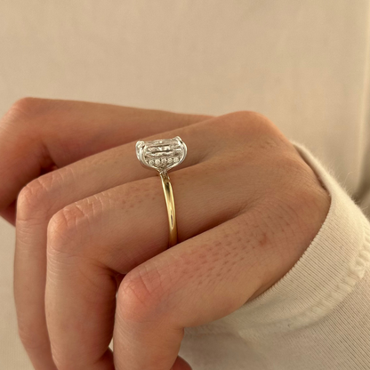 1.0-3.0 CT Radiant Cut Lab Grown Diamond Hidden Halo Engagement Ring