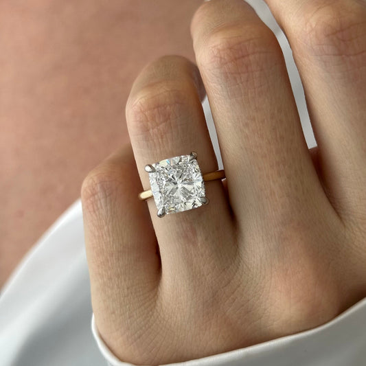 4.0-6.0 CT Cushion Lab Grown Diamond  hidden halo Setting Engagement Ring