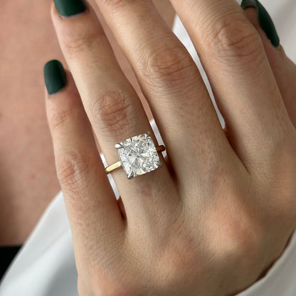 4.0-6.0 CT Cushion Lab Grown Diamond  hidden halo Setting Engagement Ring