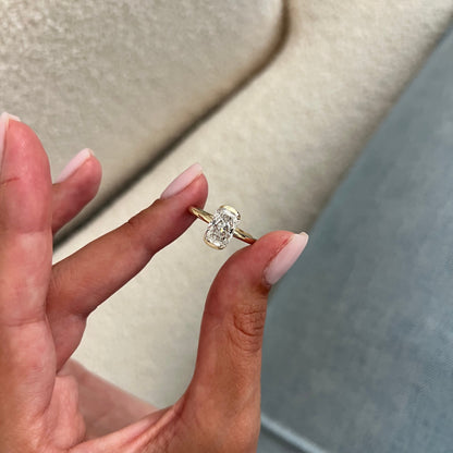 1.0-3.0 CT Radiant cut Lab Grown Diamond half bezel Engagement Ring
