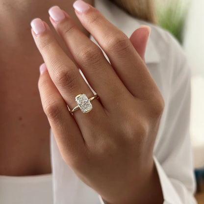 1.0-3.0 CT Radiant cut Lab Grown Diamond half bezel Engagement Ring
