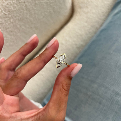 1.0-3.0 CT Marquise Lab Grown Diamond Half Bezel Engagement Ring