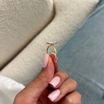 1.0-3.0 CT Marquise Lab Grown Diamond Half Bezel Engagement Ring