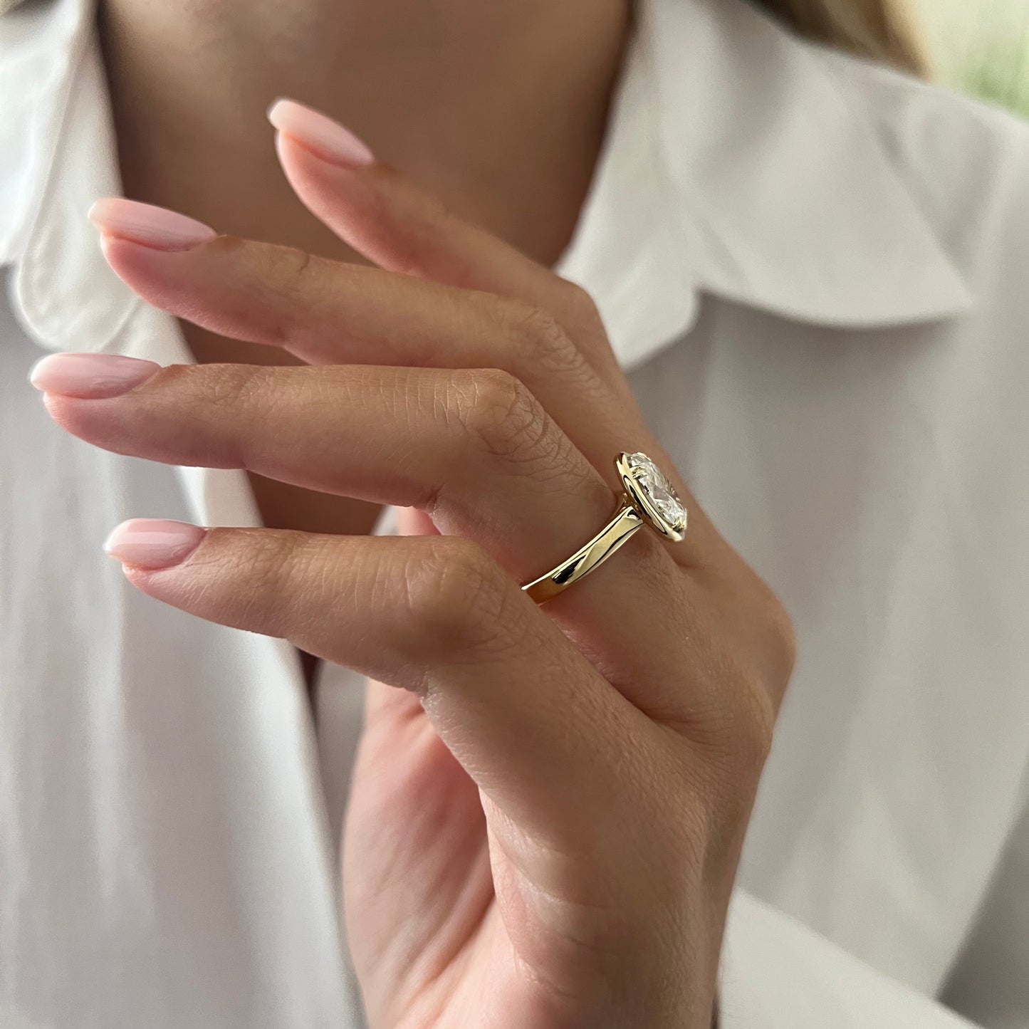 1.0-3.0 CT Heart cut Lab Grown Diamond bezel Engagement Ring