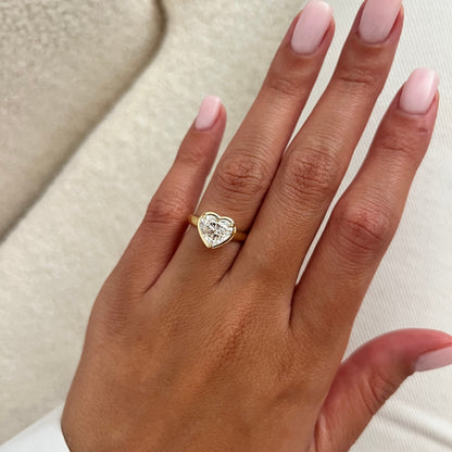 1.0-3.0 CT Heart cut Lab Grown Diamond bezel Engagement Ring