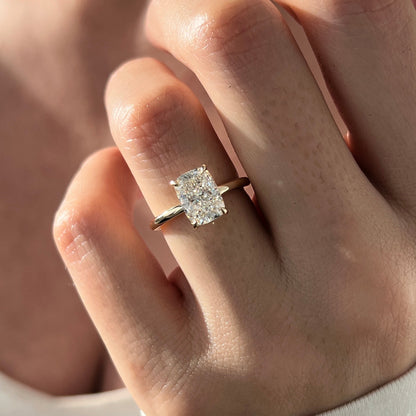 1.0-3.0 CT Elongated Cushion Lab Grown Diamond hidden halo Engagement Ring