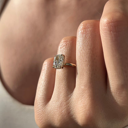 1.0-3.0 CT Elongated Cushion Lab Grown Diamond hidden halo Engagement Ring