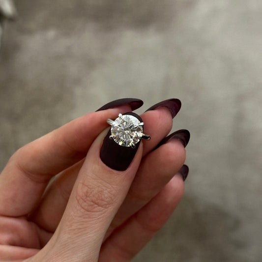 3.0-5.0 CT Round Cut Lab Grown Diamond solitaire Engagement Ring