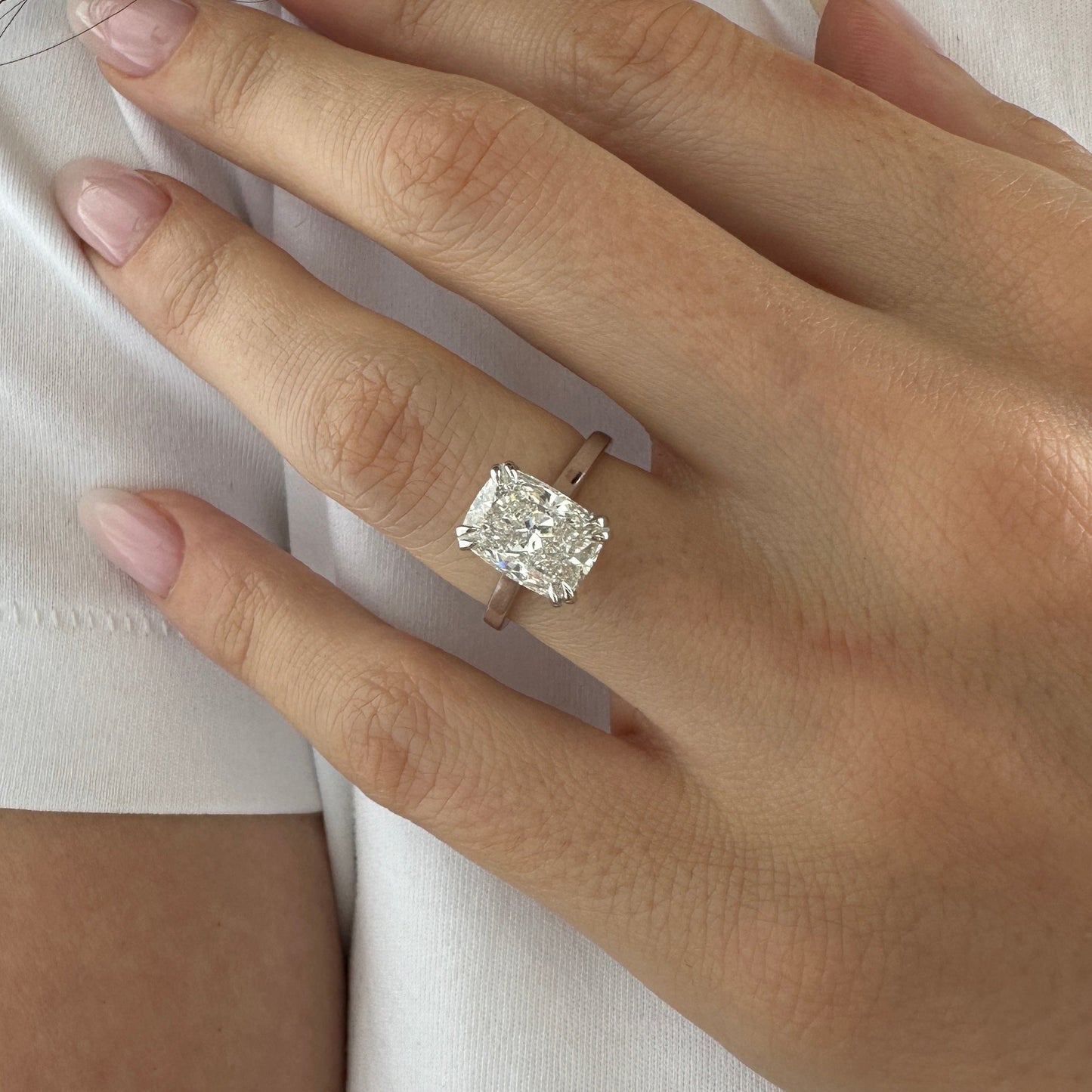 1.0-3.0 CT Elongated Cushion Lab Grown Diamond hidden halo Engagement Ring