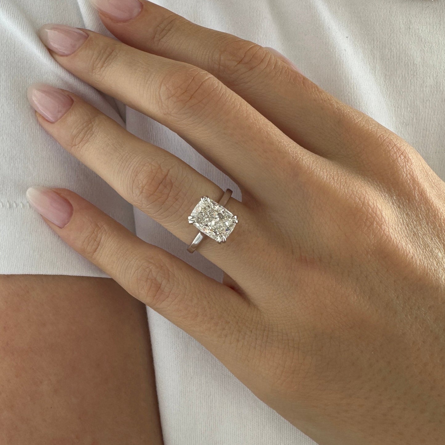 1.0-3.0 CT Elongated Cushion Lab Grown Diamond hidden halo Engagement Ring