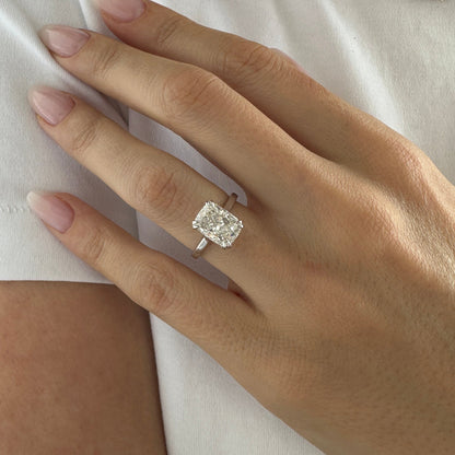 1.0-3.0 CT Elongated Cushion Lab Grown Diamond hidden halo Engagement Ring