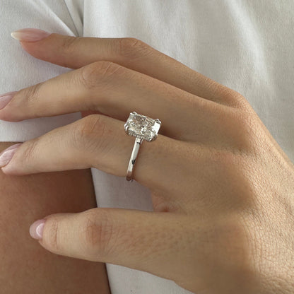 1.0-3.0 CT Elongated Cushion Lab Grown Diamond hidden halo Engagement Ring