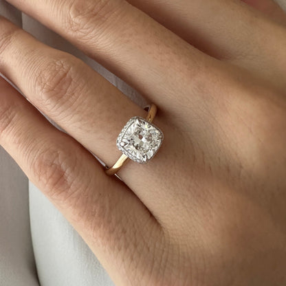 1.0-3.0 CT Cushion Lab Grown Diamond double-edge halo Setting Engagement Ring