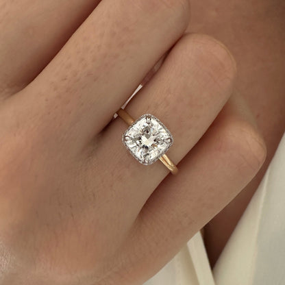 1.0-3.0 CT Cushion Lab Grown Diamond double-edge halo Setting Engagement Ring