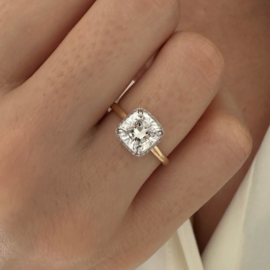 1.0-3.0 CT Cushion Lab Grown Diamond double-edge halo Setting Engagement Ring