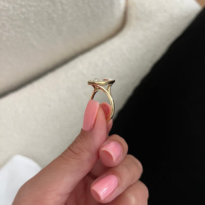 1.0-3.0 CT Marquise cut Lab Grown Diamond bezel Engagement Ring