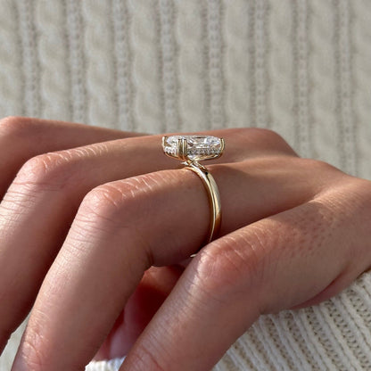 1.0-3.0 CT Radiant Cut Lab Grown Diamond hidden halo Engagement Ring