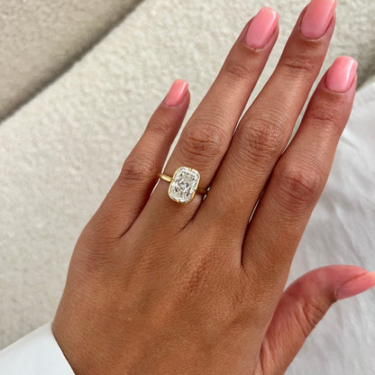 1.0-3.0 CT radiant cut Lab Grown Diamond bezel Engagement Ring