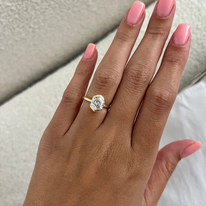 1.0-3.0 CT Asscher Lab Grown Diamond half bezel Setting Engagement Ring