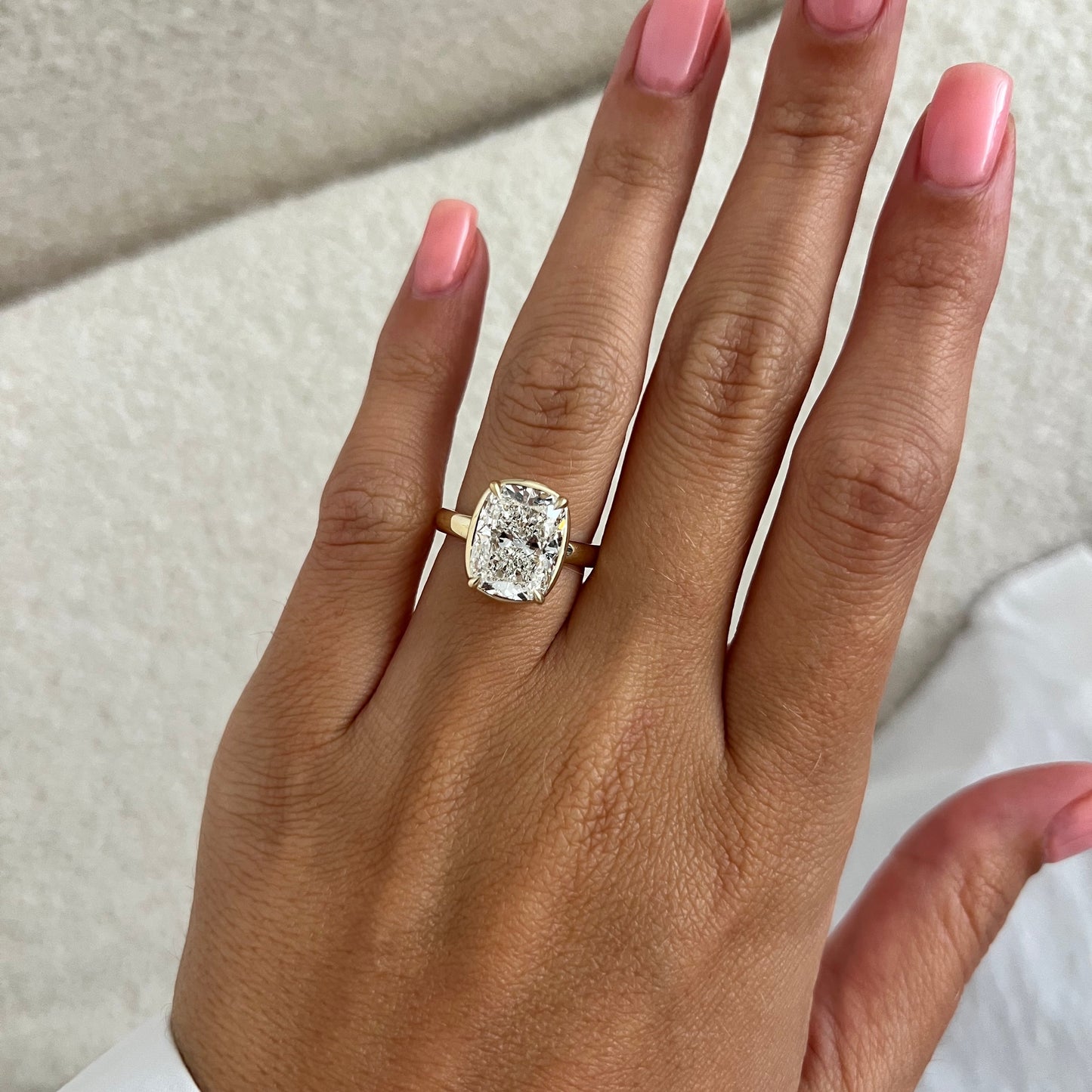 3.0-5.0 CT Elongated Cushion Lab Grown Diamond bezel Engagement Ring
