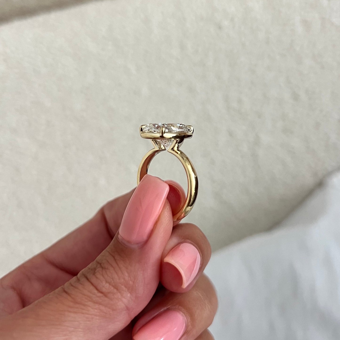 3.0-5.0 CT Elongated Cushion Lab Grown Diamond bezel Engagement Ring