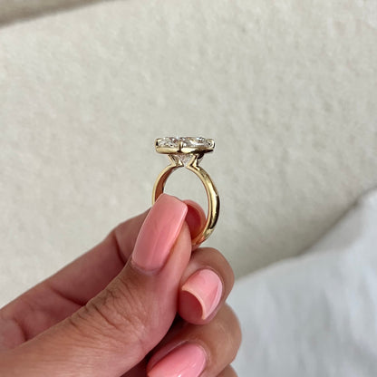 3.0-5.0 CT Elongated Cushion Lab Grown Diamond bezel Engagement Ring